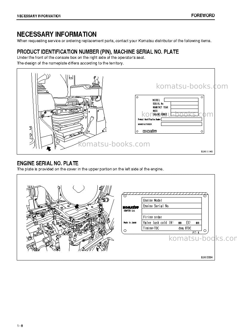 Komatsu d375a-6jpn-r Operation manual cover Page 7 Komatsu d375a-6jpn-r Operation manual cover Page 7