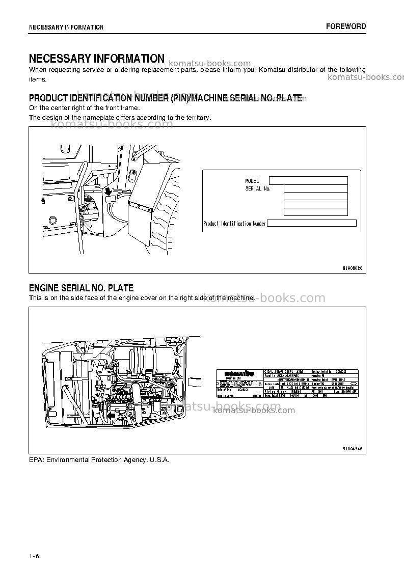 Komatsu wa200-5jpn Operation manual cover Page 7 Komatsu wa200-5jpn Operation manual cover Page 7