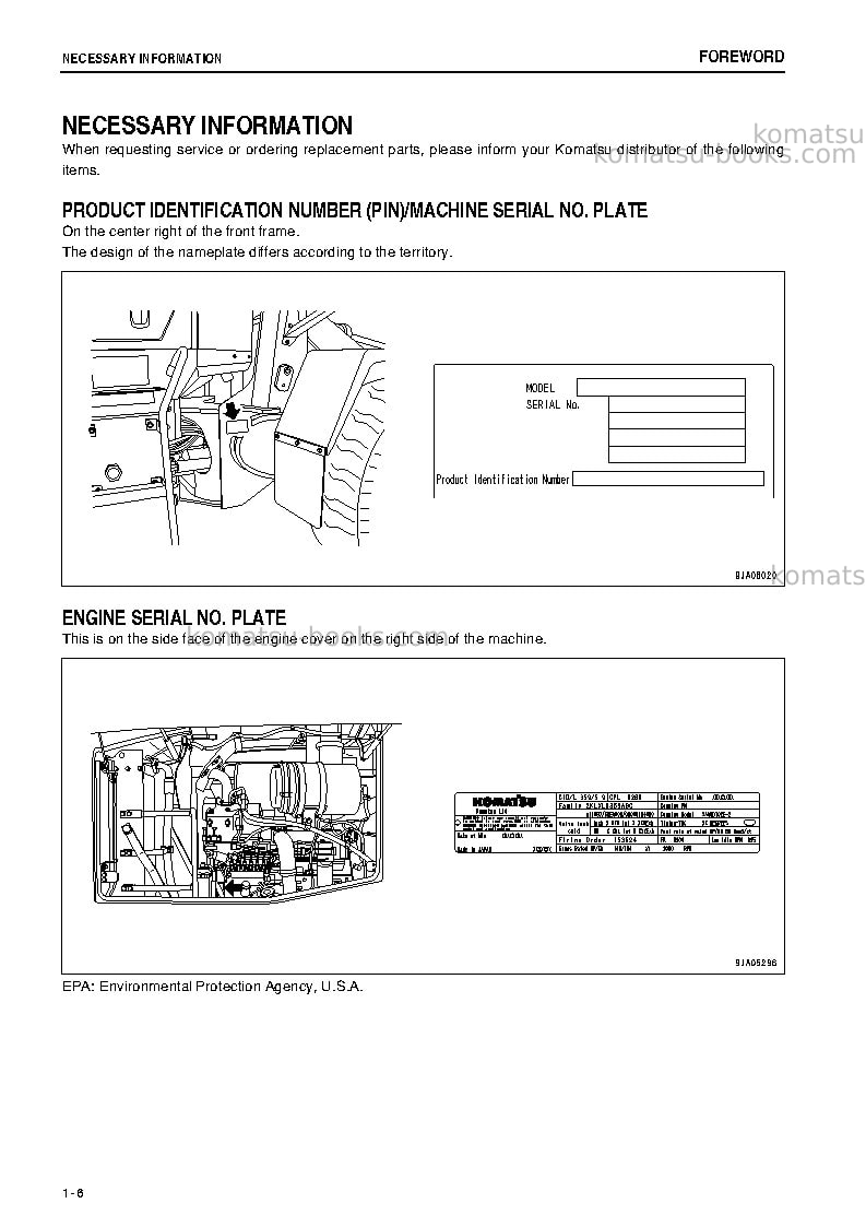 Komatsu wa320-5jpn Operation manual cover Page 7 Komatsu wa320-5jpn Operation manual cover Page 7
