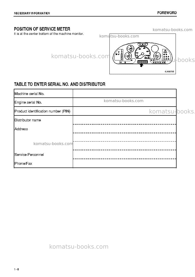 Komatsu wa250-6jpn-for n. america Operation manual cover Page 7