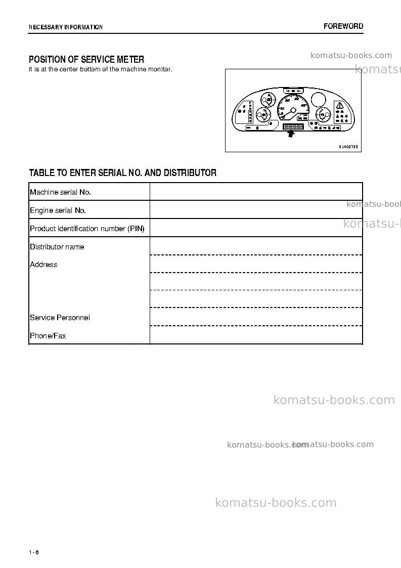 Komatsu wa200pz-6jpn-for n. america Operation manual cover Page 7