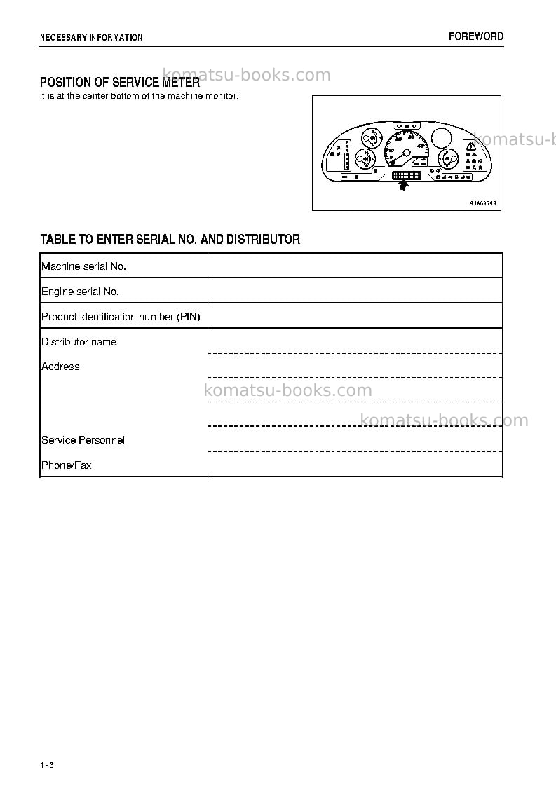 Komatsu wa250pz-6jpn-for n. america Operation manual cover Page 7