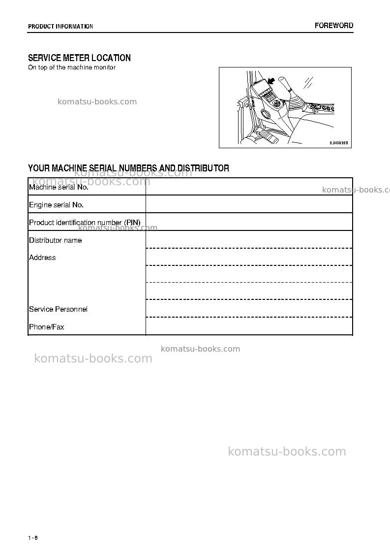 Komatsu pc200-8tha-m0, greasing 100h, for kal Operation manual cover Page 7