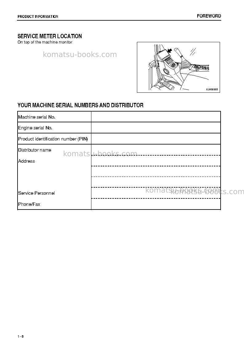 Komatsu pc300lc-8jpn-work equipment grease 100h Operation manual cover Page 7 Komatsu pc300lc-8jpn-work equipment grease 100h Operation manual cover Page 7