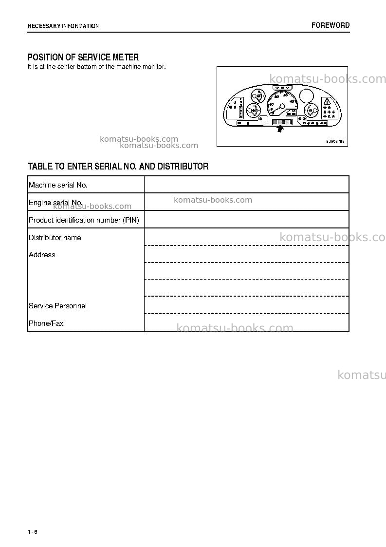 Komatsu wa250-6jpn-for n. america Operation manual cover Page 7 Komatsu wa250-6jpn-for n. america Operation manual cover Page 7