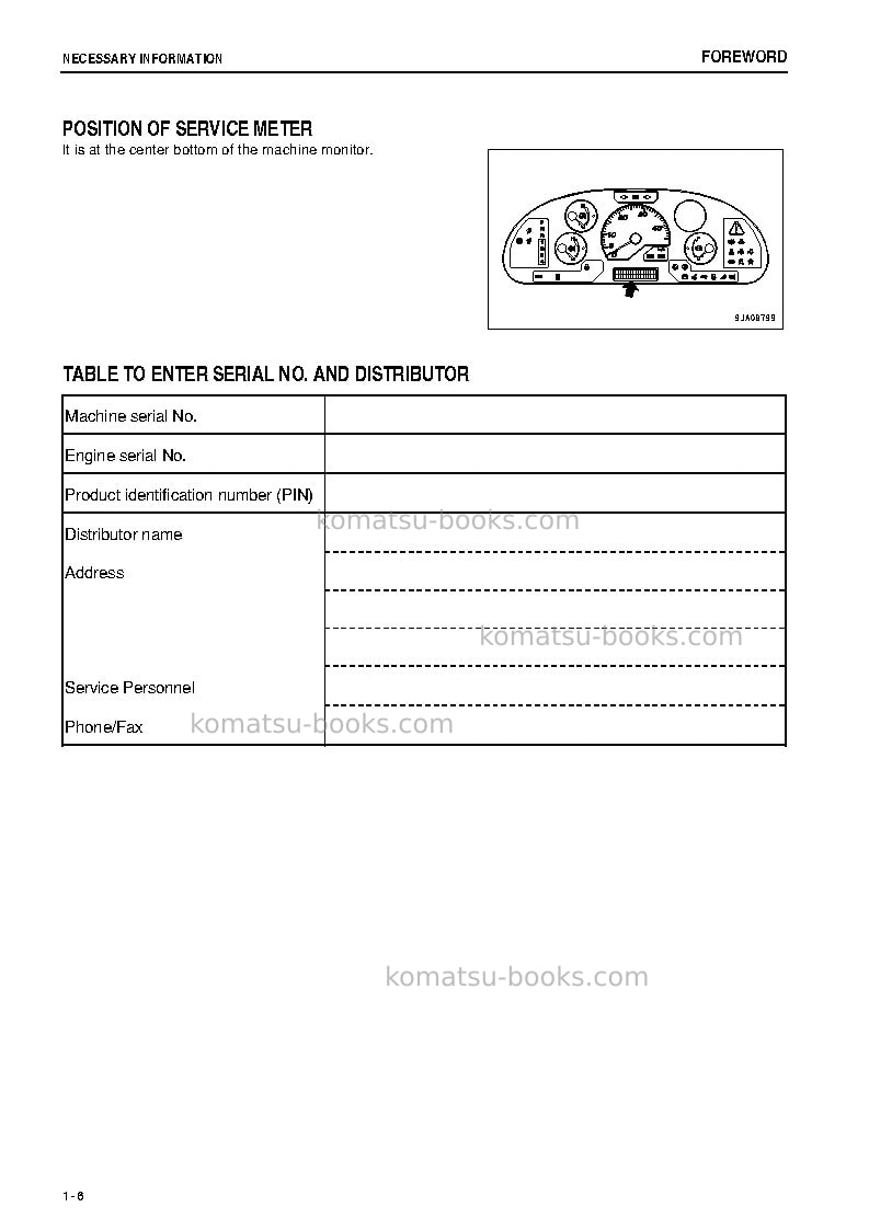 Komatsu wa320pz-6jpn-for n.america Operation manual cover Page 7
