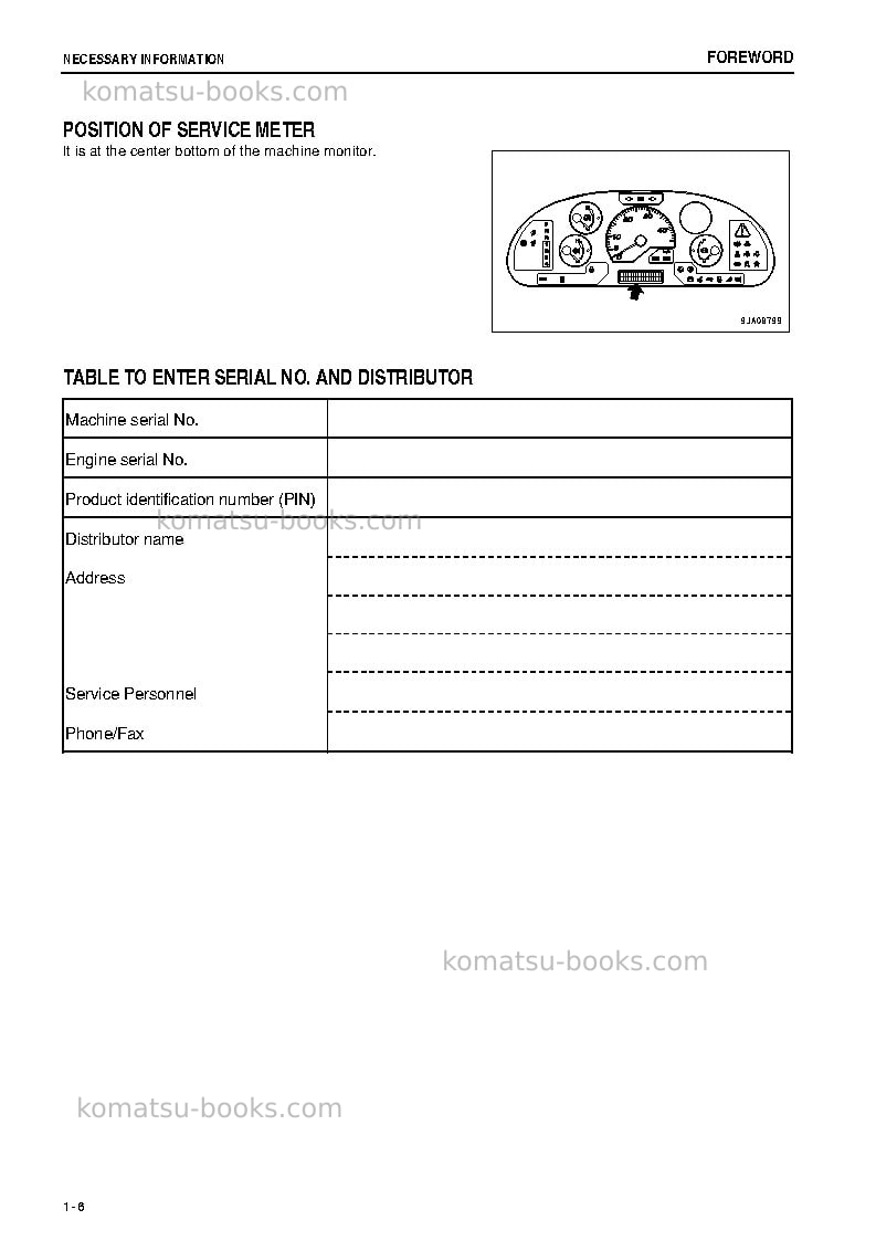 Komatsu wa200-6jpn-for n. america Operation manual cover Page 7 Komatsu wa200-6jpn-for n. america Operation manual cover Page 7