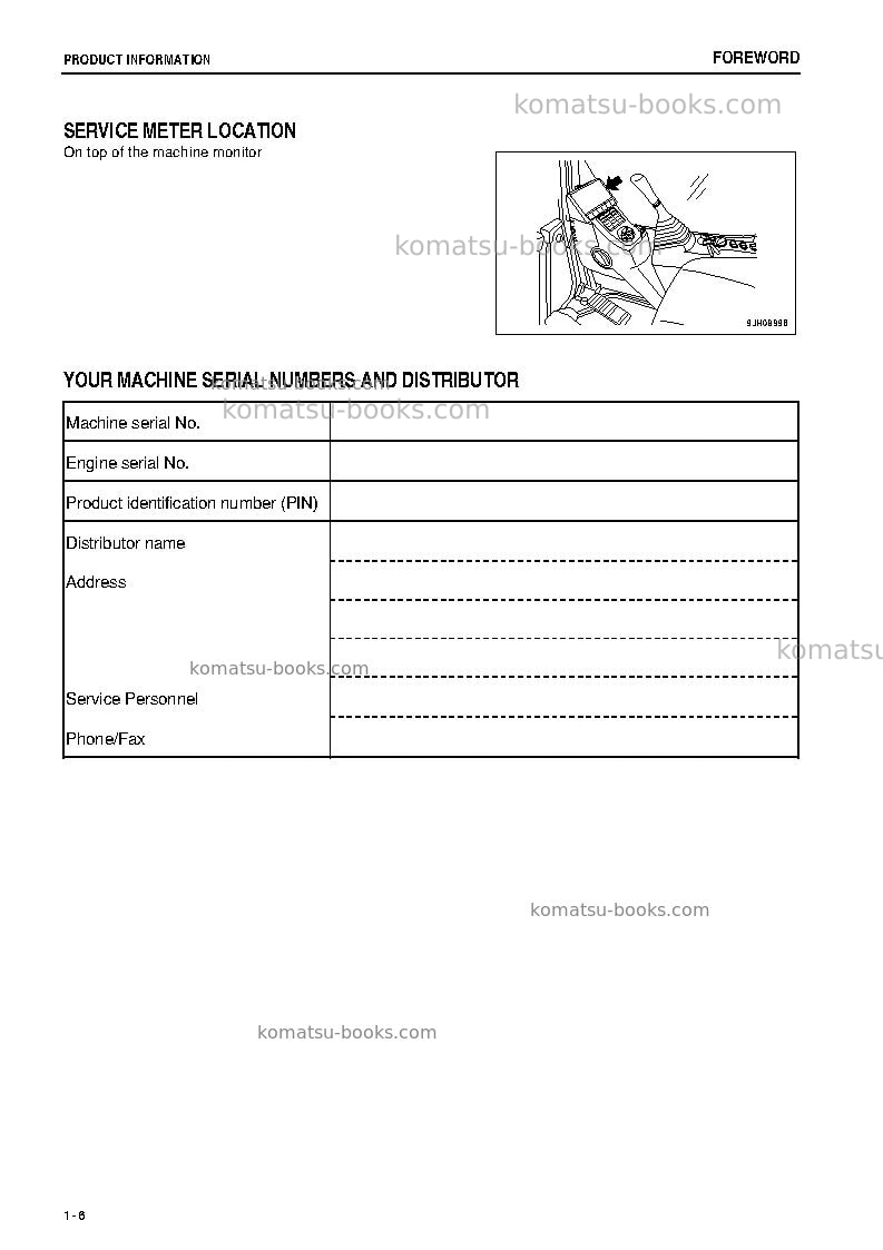 Komatsu pc160lc-8jpn-work equipment grease 500h Operation manual cover Page 7