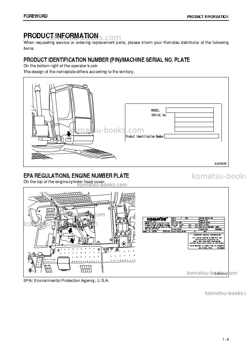 Komatsu pc308uslc-3jpn-e0 Operation manual cover Page 7 Komatsu pc308uslc-3jpn-e0 Operation manual cover Page 7