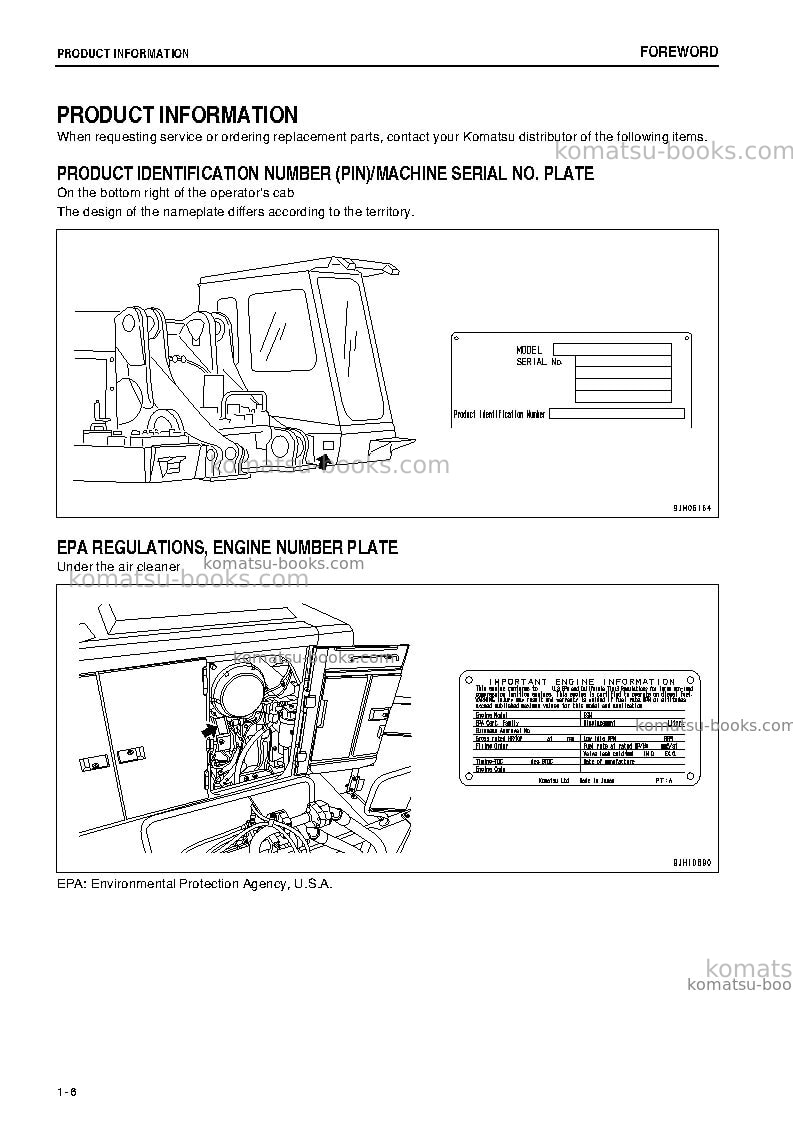 Komatsu pc1250-8jpn Operation manual cover Page 7 Komatsu pc1250-8jpn Operation manual cover Page 7