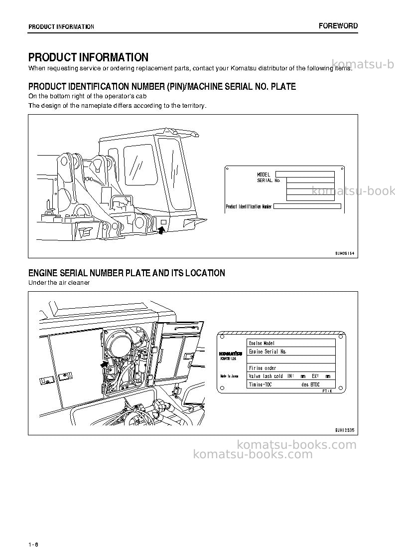 Komatsu pc1250-8jpn-r Operation manual cover Page 7