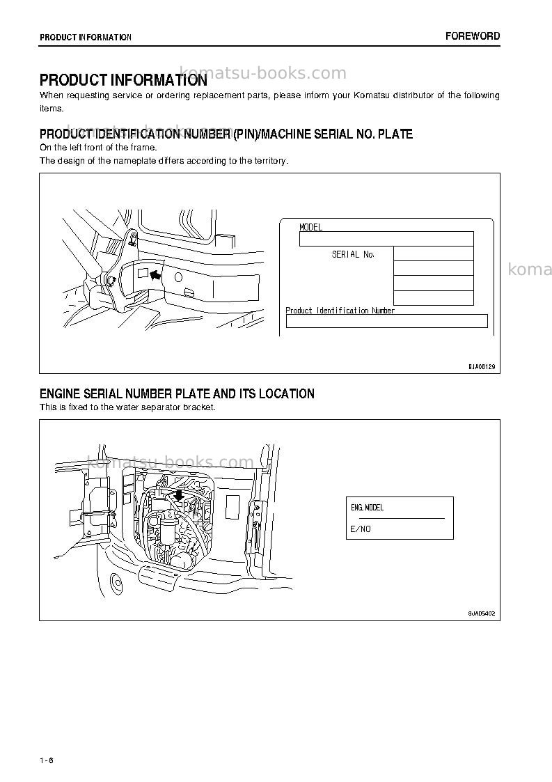Komatsu pc27mr-3jpn-for cab Operation manual cover Page 7 Komatsu pc27mr-3jpn-for cab Operation manual cover Page 7