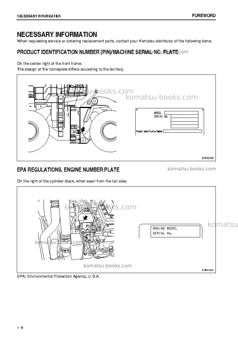 Komatsu wa1200-6jpn Operation manual cover Page 7 Komatsu wa1200-6jpn Operation manual cover Page 7