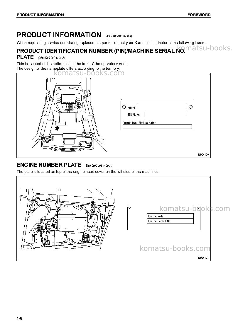 Komatsu d65ex-17jpn Operation manual cover Page 7 Komatsu d65ex-17jpn Operation manual cover Page 7