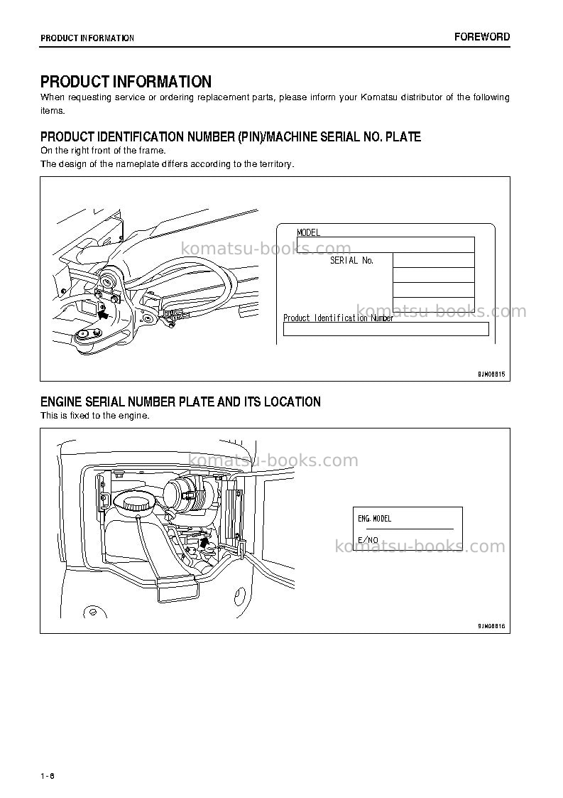 Komatsu pc18mr-3jpn Operation manual cover Page 7 Komatsu pc18mr-3jpn Operation manual cover Page 7