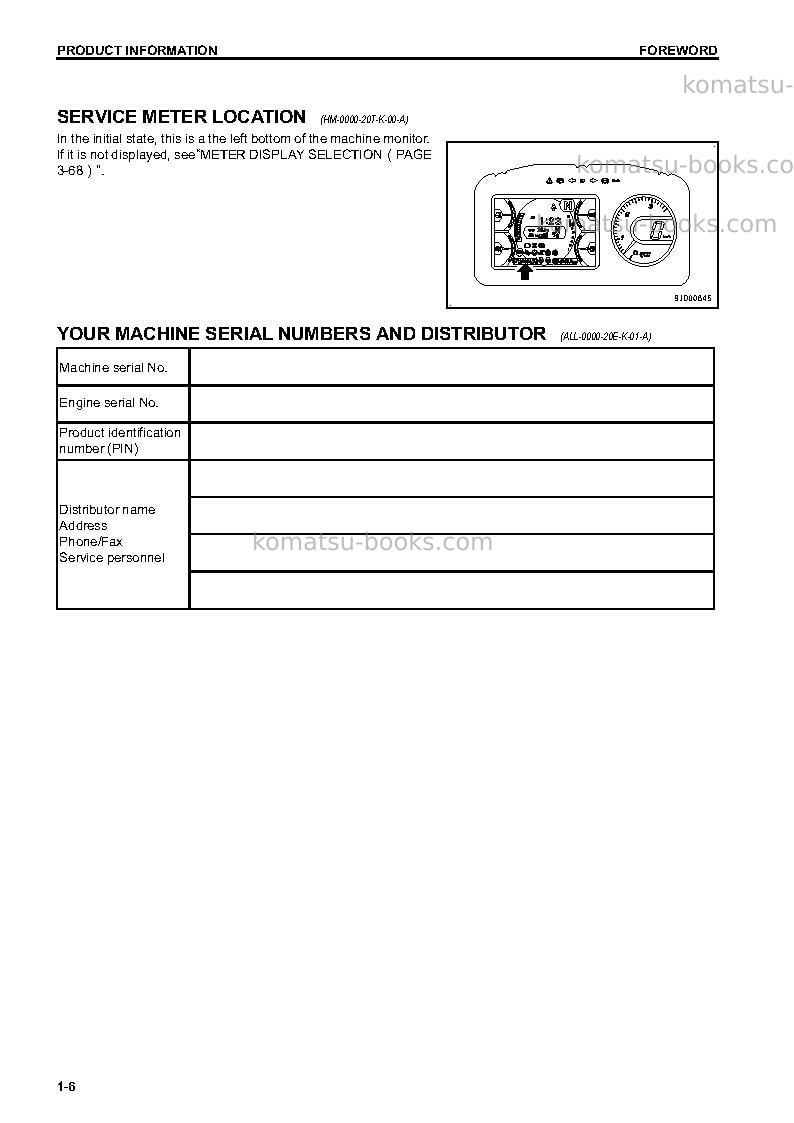 Komatsu hm300-3jpn Operation manual cover Page 7 Komatsu hm300-3jpn Operation manual cover Page 7