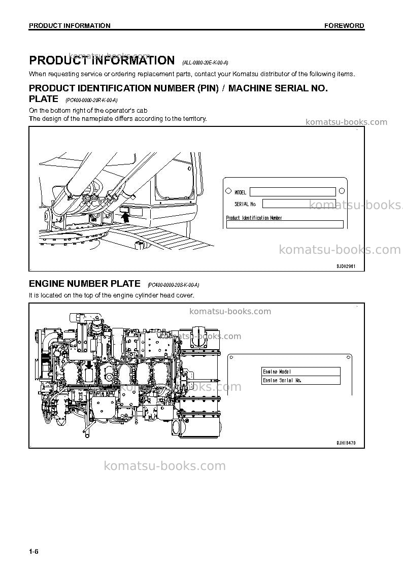 Komatsu pc490lc-10jpn Operation manual cover Page 7 Komatsu pc490lc-10jpn Operation manual cover Page 7