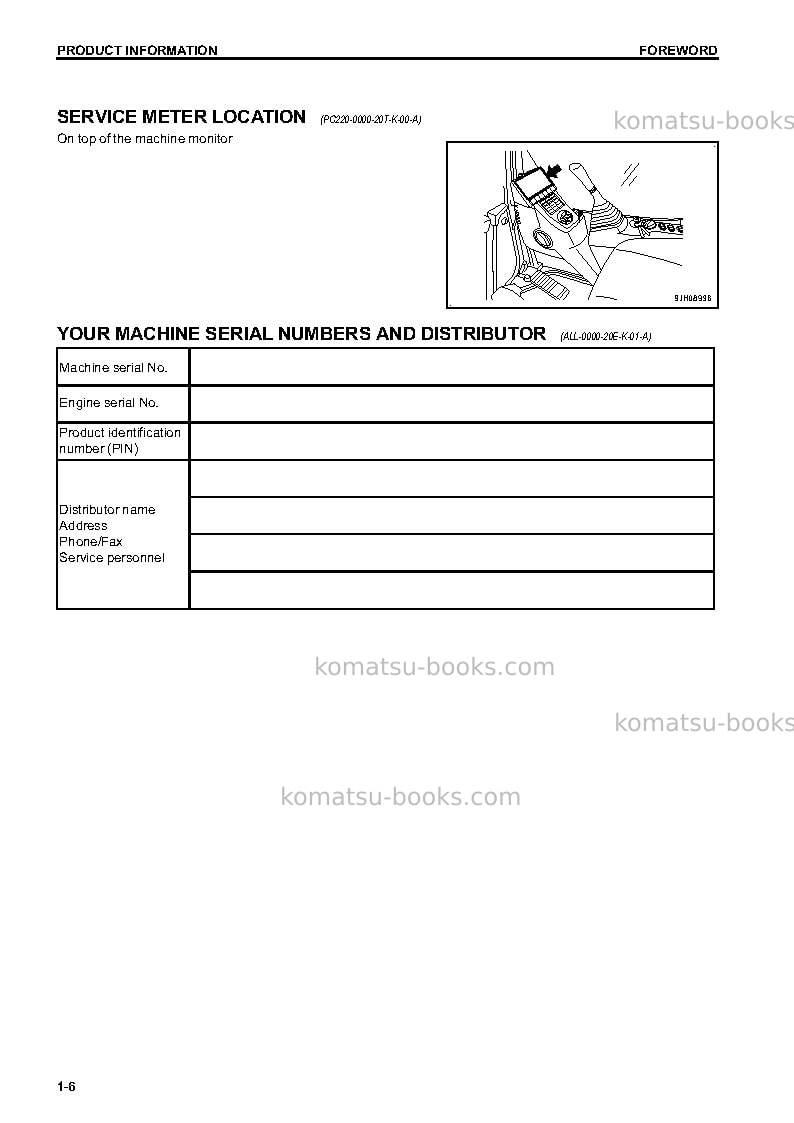 Komatsu pc360lc-10jpn Operation manual cover Page 7