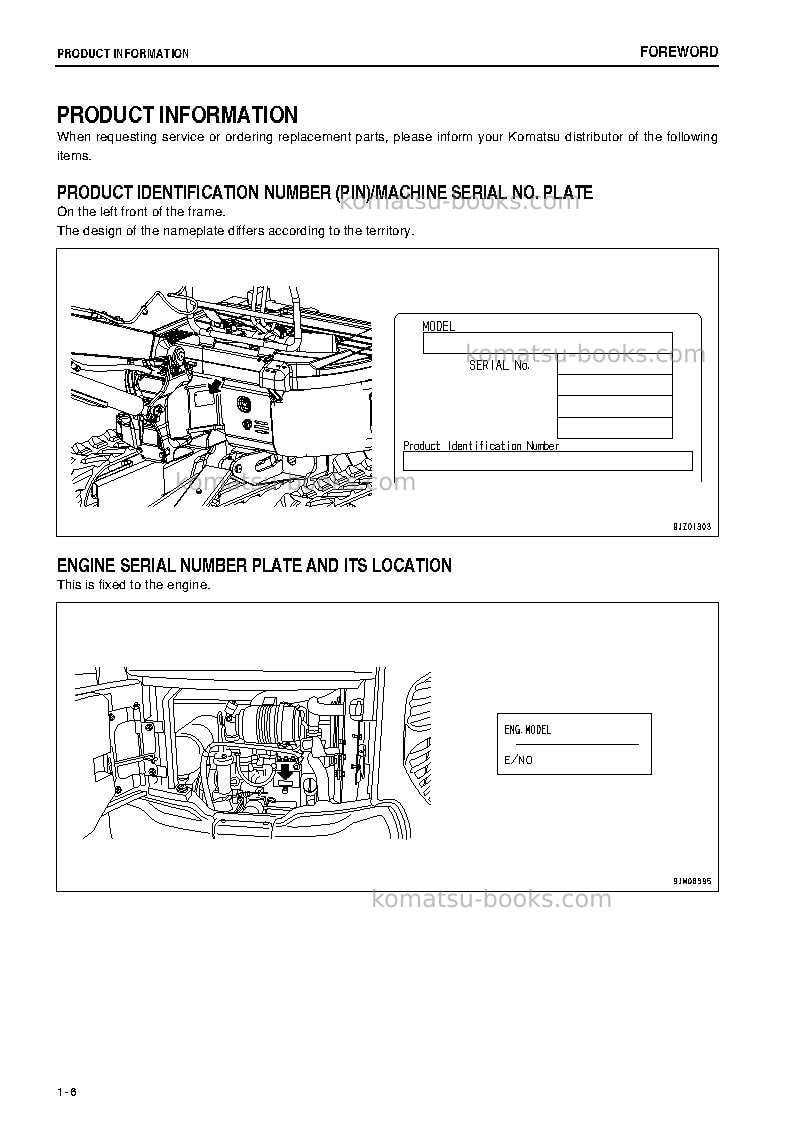 Komatsu pc20mr-3jpn-for canopy Operation manual cover Page 7 Komatsu pc20mr-3jpn-for canopy Operation manual cover Page 7