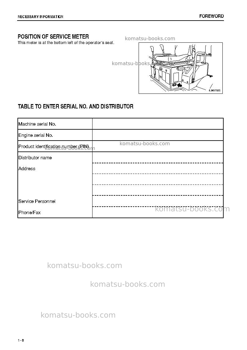 Komatsu wa50-6jpn Operation manual cover Page 7 Komatsu wa50-6jpn Operation manual cover Page 7