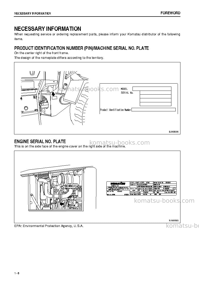 Komatsu wa150-5jpn-for cab Operation manual cover Page 7 Komatsu wa150-5jpn-for cab Operation manual cover Page 7