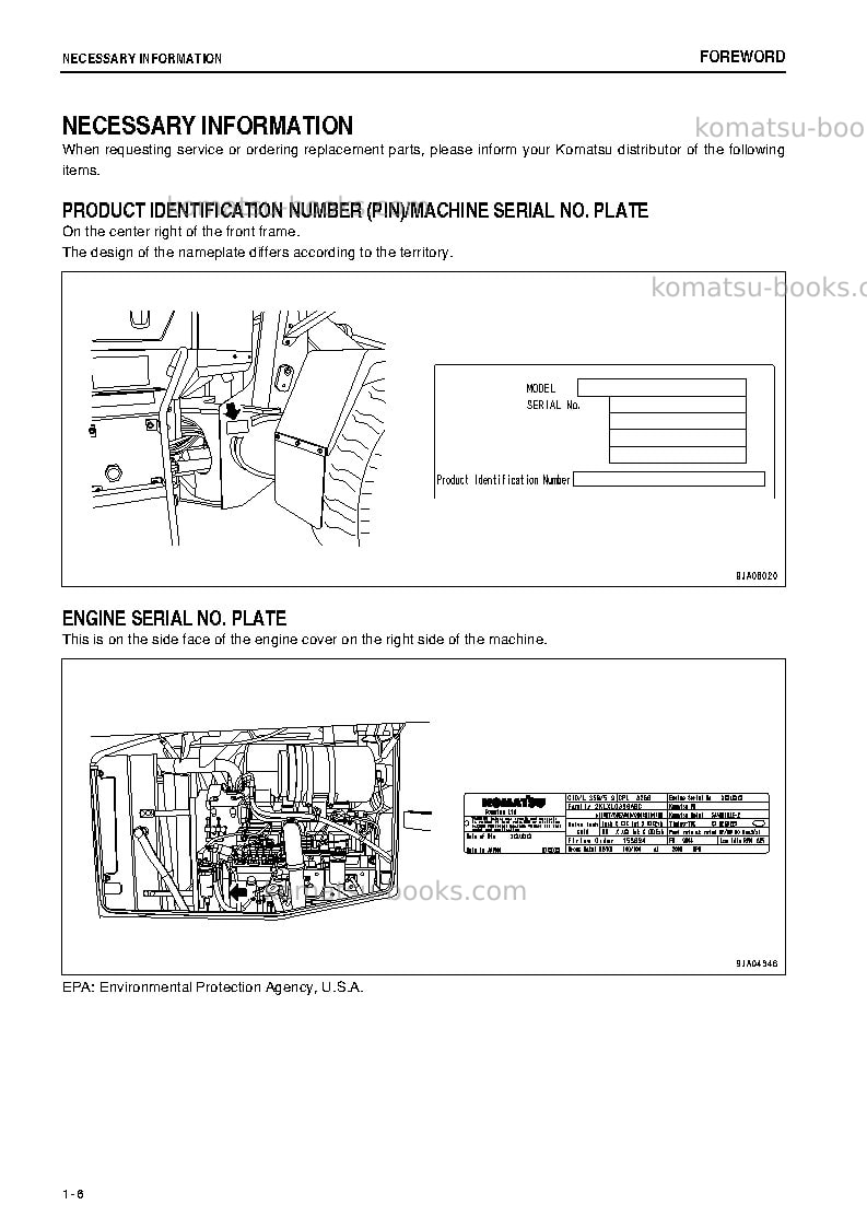 Komatsu wa200-5jpn Operation manual cover Page 7 Komatsu wa200-5jpn Operation manual cover Page 7