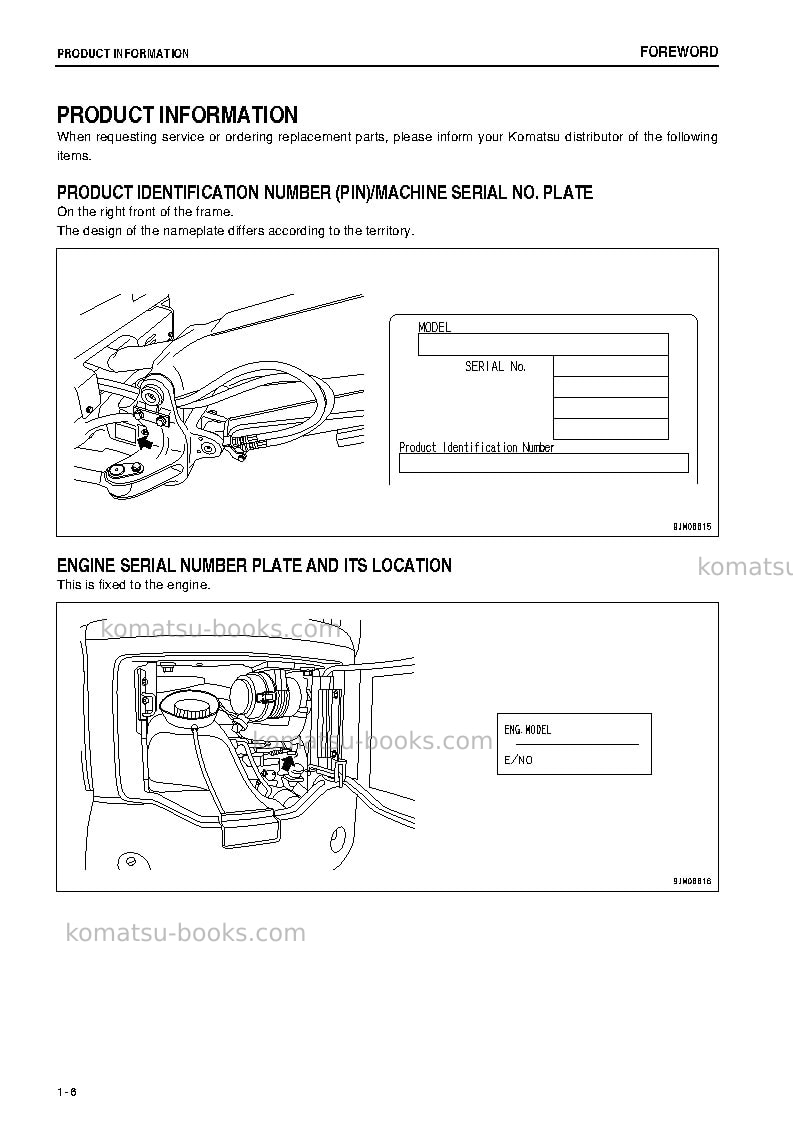 Komatsu pc18mr-3jpn Operation manual cover Page 7 Komatsu pc18mr-3jpn Operation manual cover Page 7