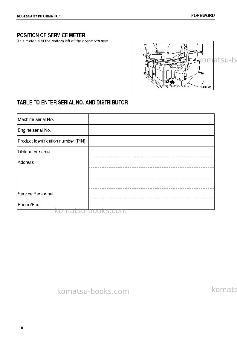 Komatsu wa50-6jpn Operation manual cover Page 7 Komatsu wa50-6jpn Operation manual cover Page 7