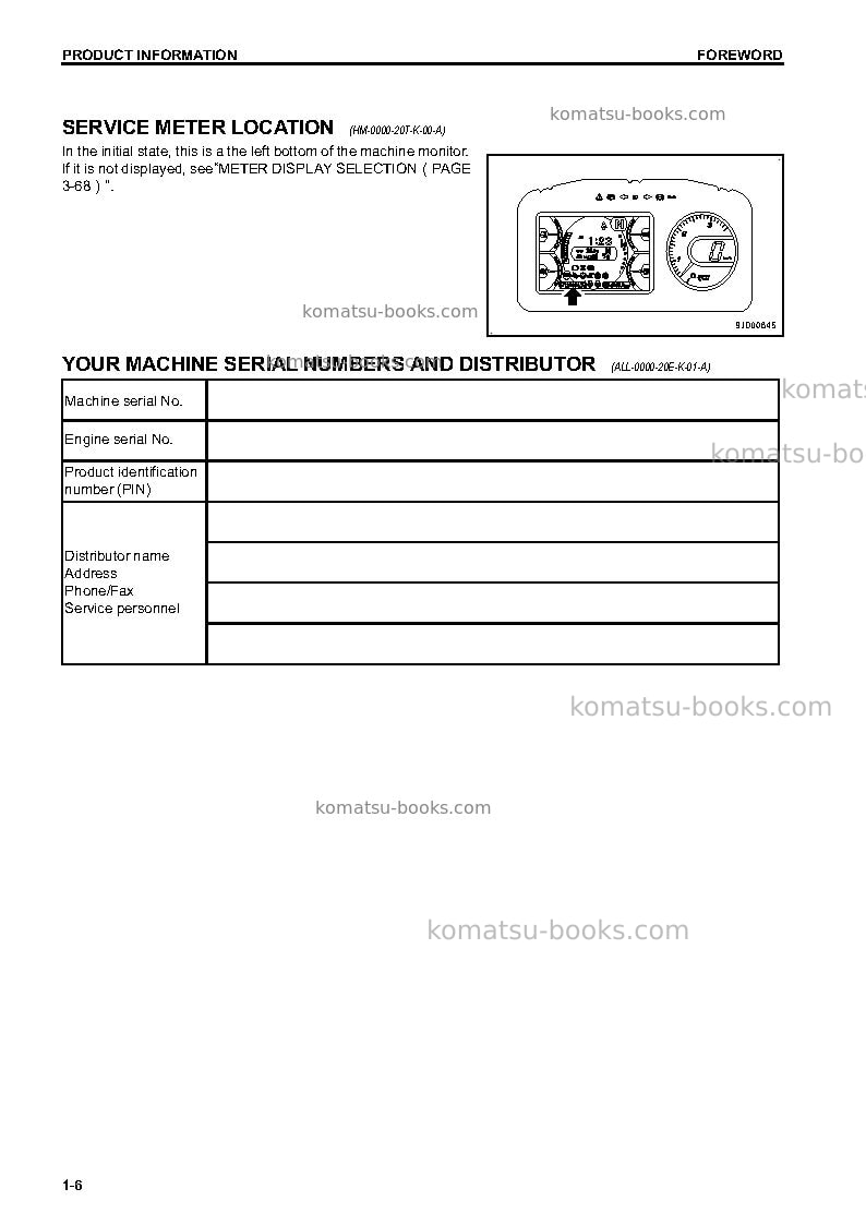 Komatsu hm400-3jpn Operation manual cover Page 7 Komatsu hm400-3jpn Operation manual cover Page 7