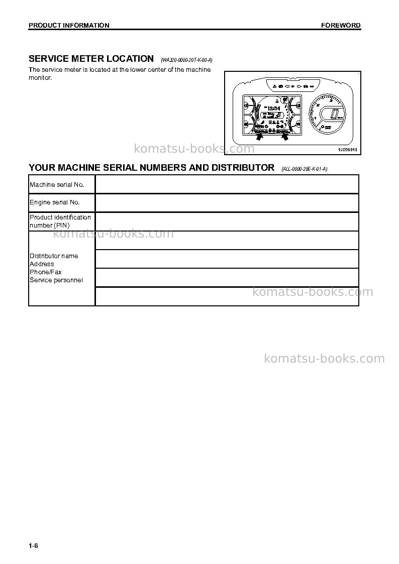 Komatsu wa270-7jpn Operation manual cover Page 7 Komatsu wa270-7jpn Operation manual cover Page 7