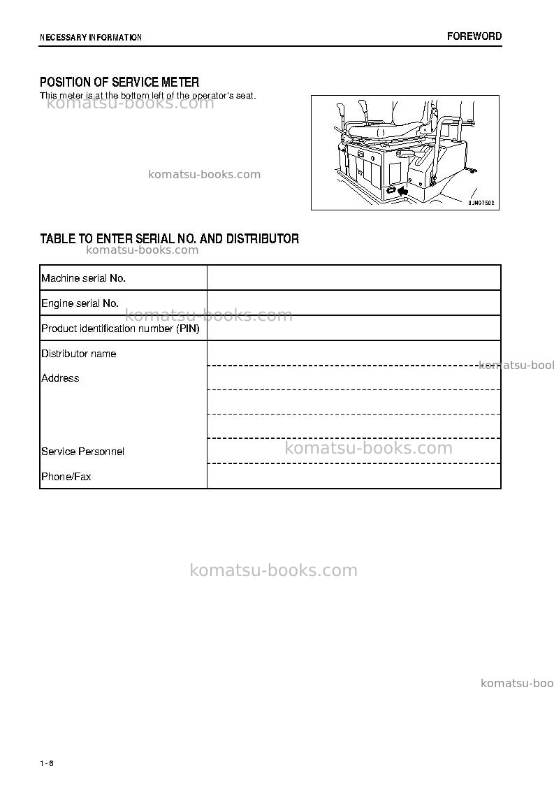 Komatsu wa50-6jpn Operation manual cover Page 7
