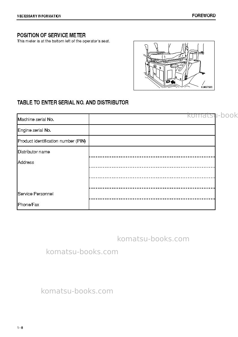 Komatsu wa50-6jpn Operation manual cover Page 7 Komatsu wa50-6jpn Operation manual cover Page 7