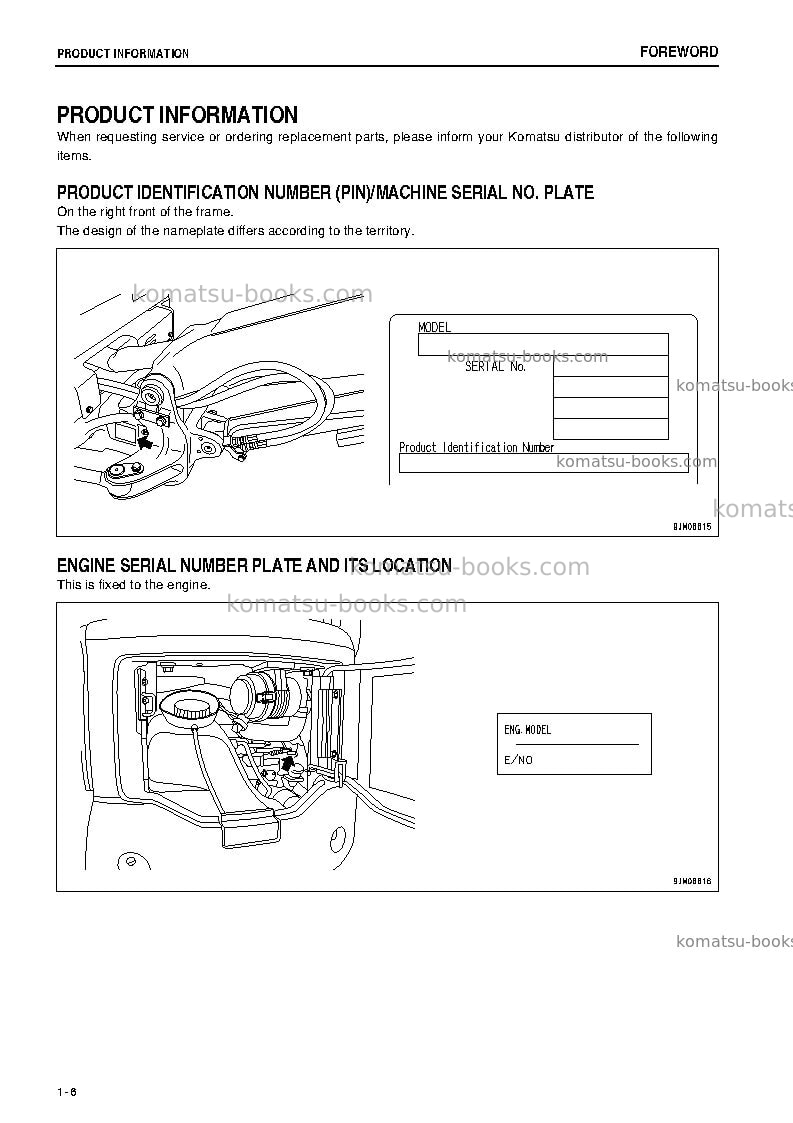 Komatsu pc18mr-3jpn Operation manual cover Page 7 Komatsu pc18mr-3jpn Operation manual cover Page 7