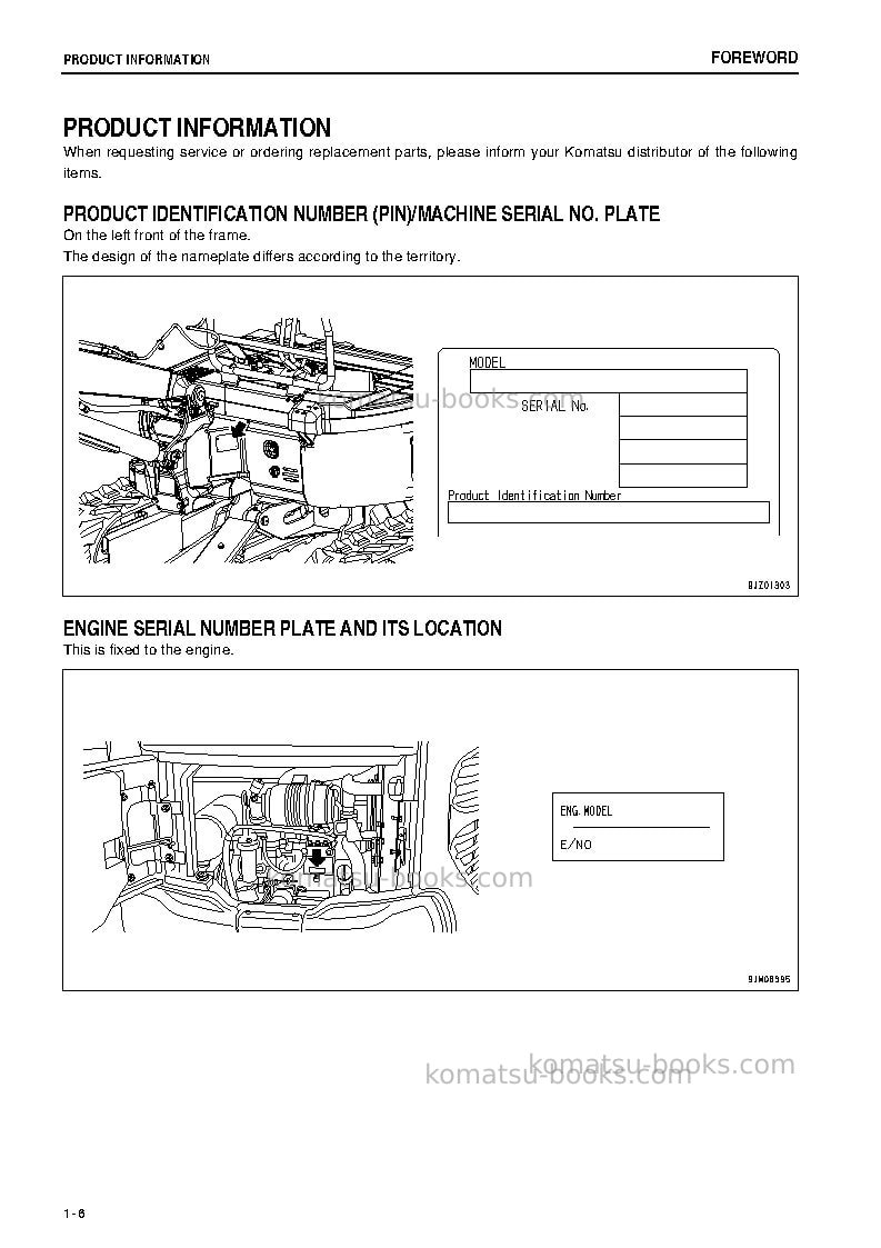 Komatsu pc20mr-3jpn-for canopy Operation manual cover Page 7 Komatsu pc20mr-3jpn-for canopy Operation manual cover Page 7