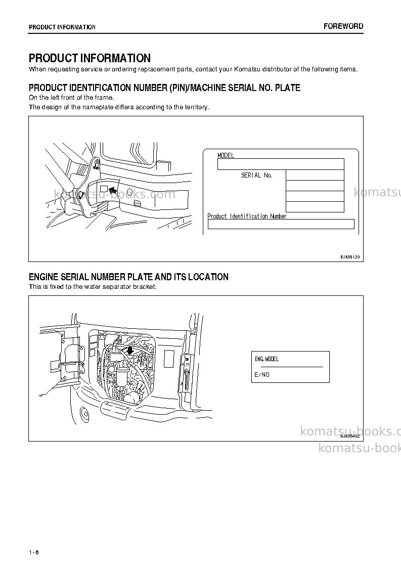 Komatsu pc27mr-3jpn-for n.america, cab spec. Operation manual cover Page 7 Komatsu pc27mr-3jpn-for n.america, cab spec. Operation manual cover Page 7