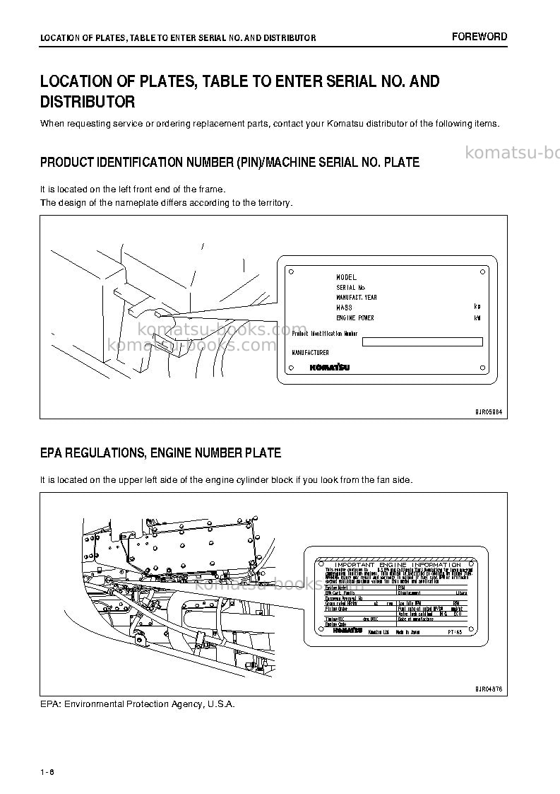 Komatsu hd605-7jpn-e0 Operation manual cover Page 7 Komatsu hd605-7jpn-e0 Operation manual cover Page 7