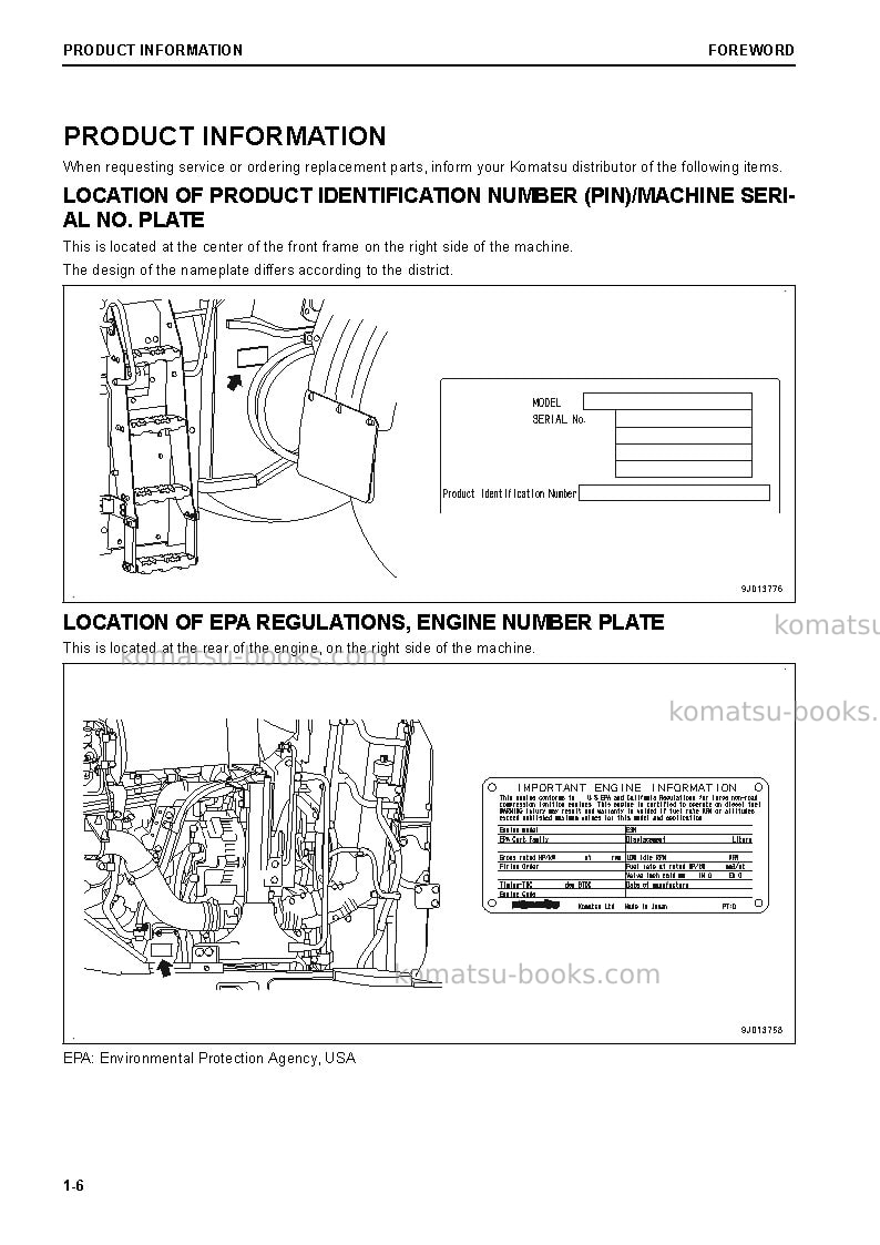 Komatsu wa470-8jpn Operation manual cover Page 7 Komatsu wa470-8jpn Operation manual cover Page 7