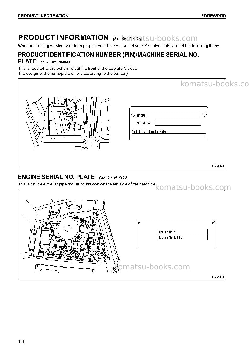 Komatsu d61ex-23jpn Operation manual cover Page 7