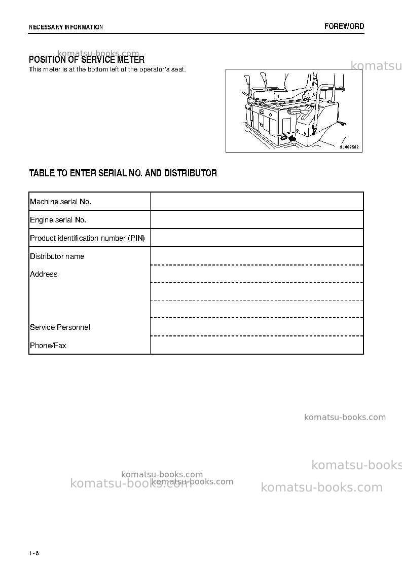 Komatsu wa50-6jpn Operation manual cover Page 7
