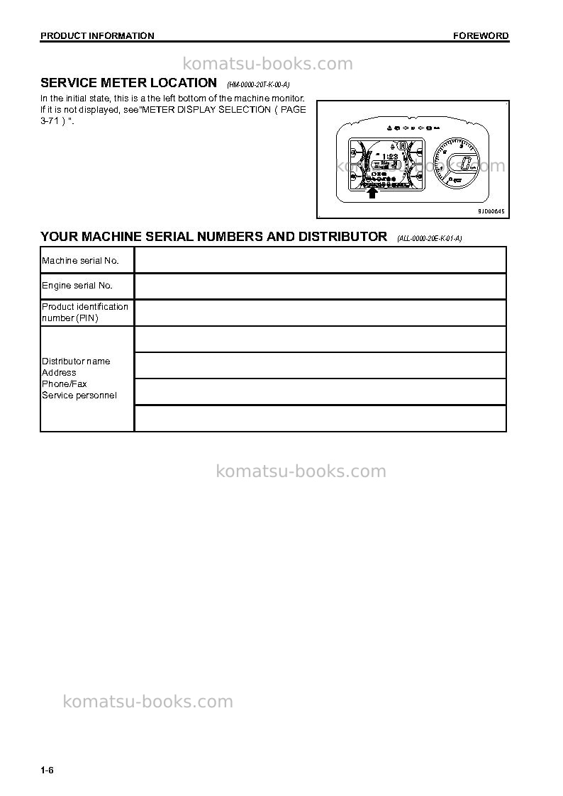 Komatsu hm300-3jpn Operation manual cover Page 7 Komatsu hm300-3jpn Operation manual cover Page 7