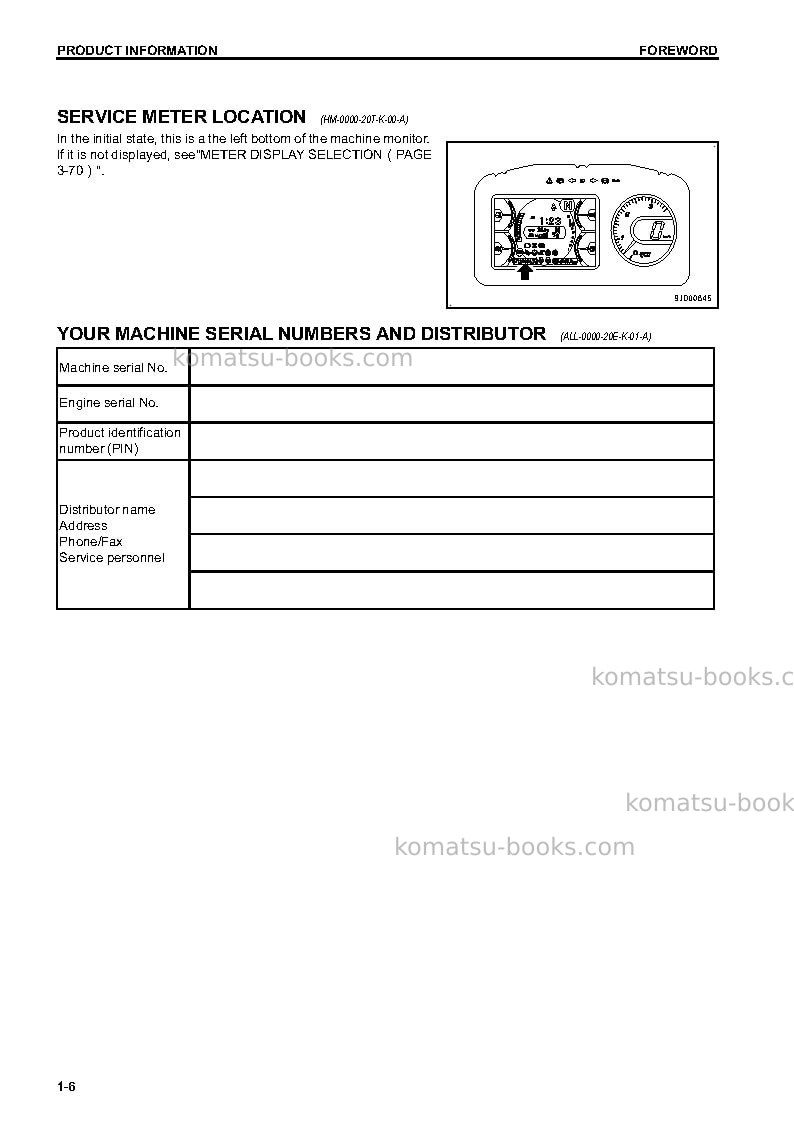 Komatsu hm400-3jpn Operation manual cover Page 7 Komatsu hm400-3jpn Operation manual cover Page 7