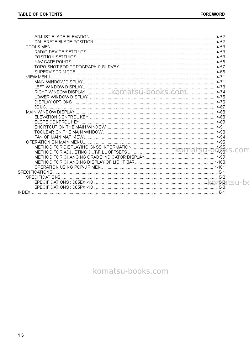 Komatsu d65exi-18jpn Operation manual cover Page 7 Komatsu d65exi-18jpn Operation manual cover Page 7