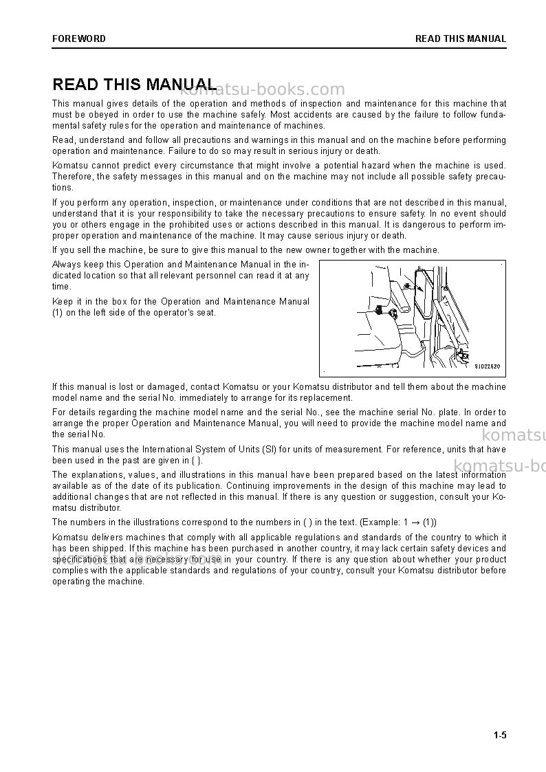 Komatsu wa320-8jpn Operation manual cover Page 7