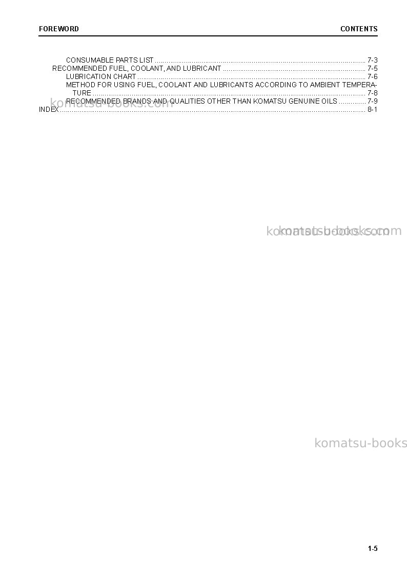 Komatsu wa470-8jpn Operation manual cover Page 7 Komatsu wa470-8jpn Operation manual cover Page 7