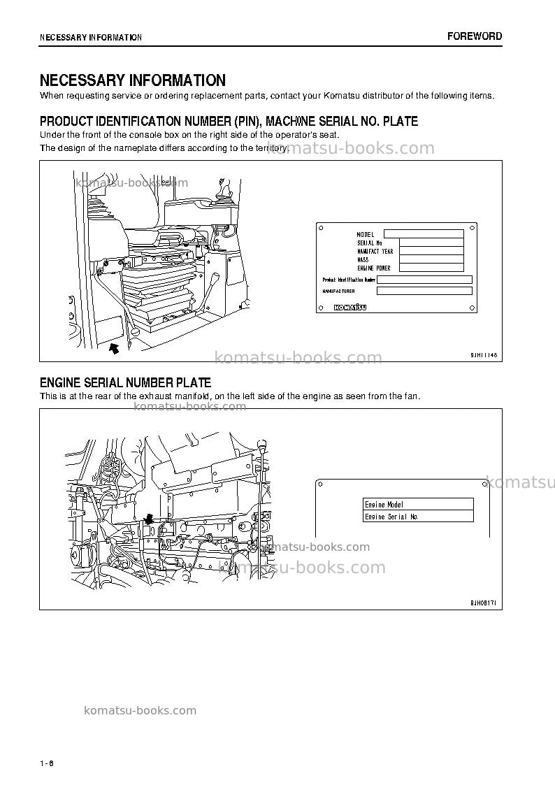 Komatsu d375a-6jpn Operation manual cover Page 7 Komatsu d375a-6jpn Operation manual cover Page 7