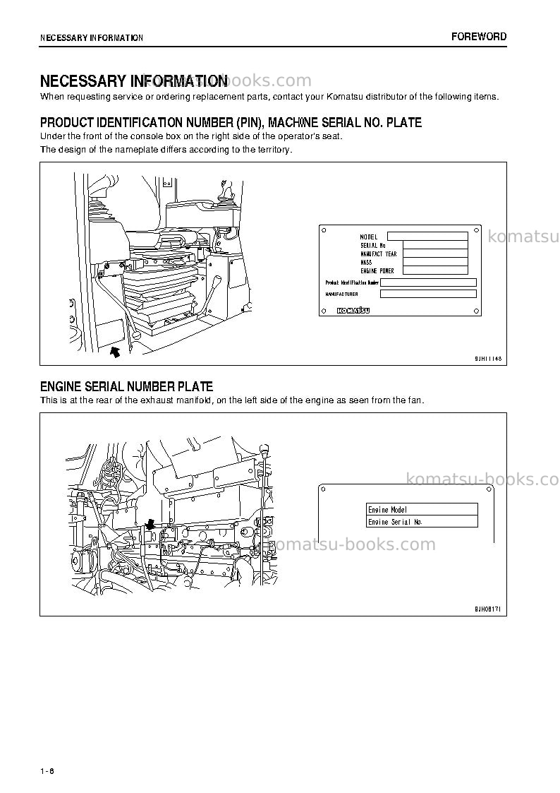 Komatsu d375a-6jpn-one-way steering lever Operation manual cover Page 7 Komatsu d375a-6jpn-one-way steering lever Operation manual cover Page 7