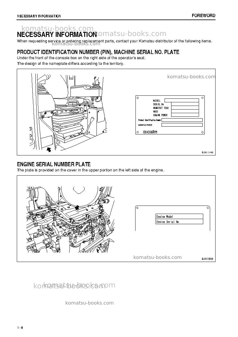 Komatsu d375a-6jpn-r Operation manual cover Page 7 Komatsu d375a-6jpn-r Operation manual cover Page 7