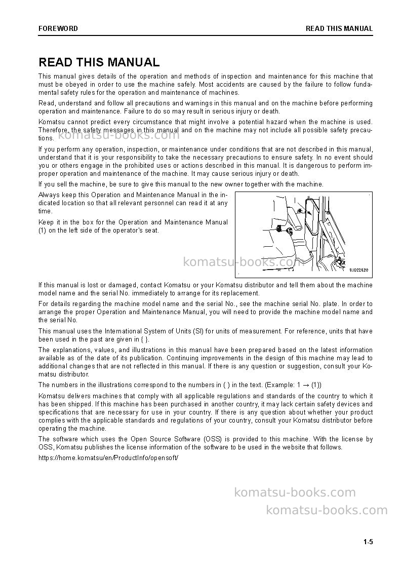 Komatsu wa270-8jpn Operation manual cover Page 7 Komatsu wa270-8jpn Operation manual cover Page 7