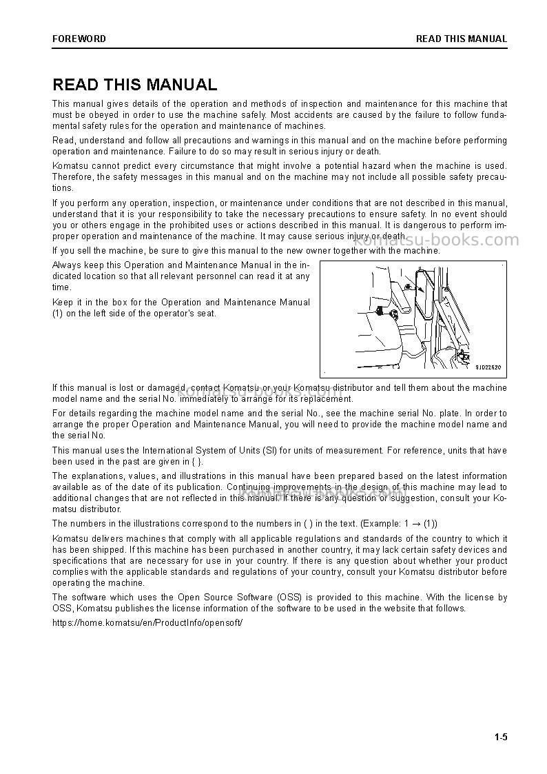 Komatsu wa320-8jpn Operation manual cover Page 7