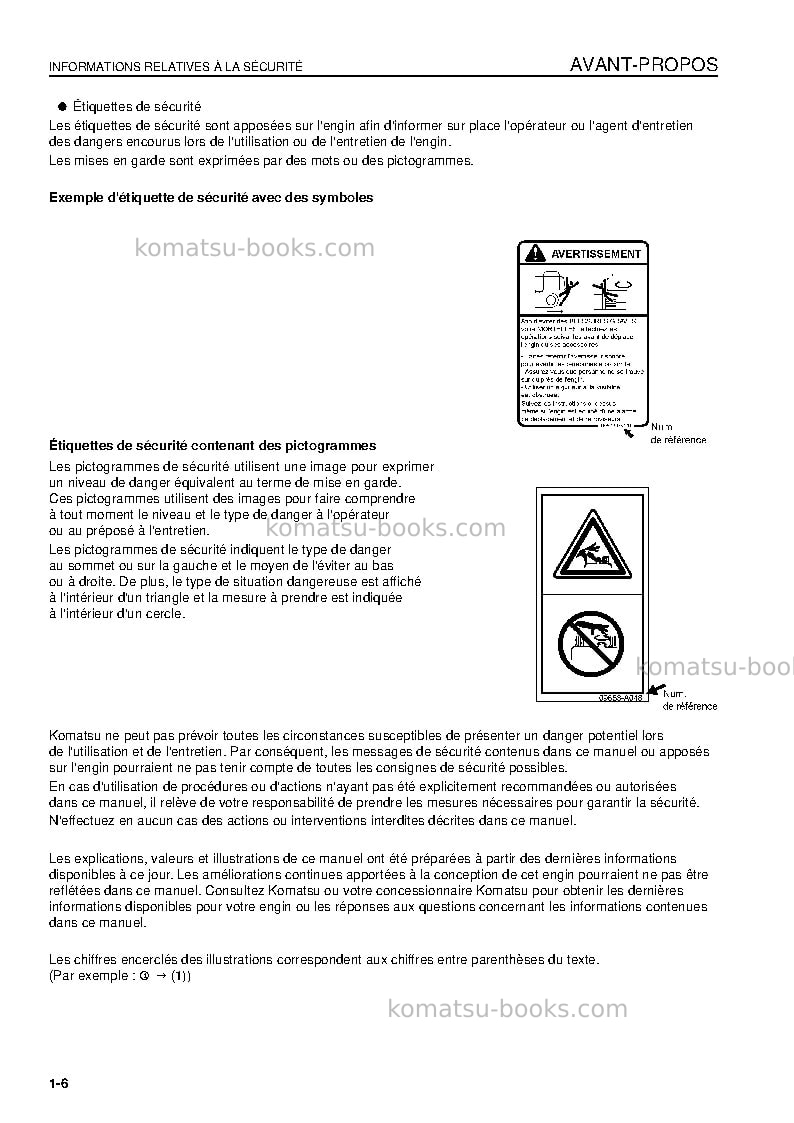Komatsu pc600-7jpn Manuel d'utilisation couverture Page 7 Komatsu pc600-7jpn Manuel d'utilisation couverture Page 7